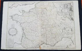 1720 John Senex Large Antique Map of France in Provinces