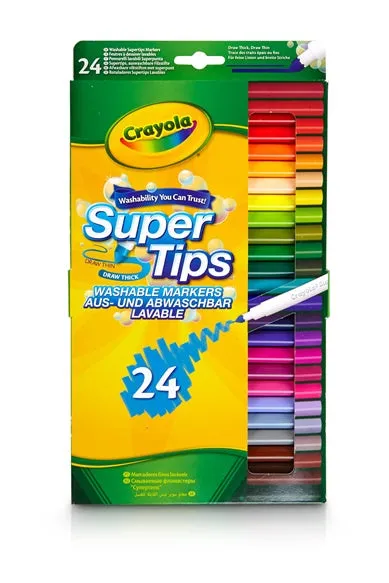 24 Crayola Washable  Super Tips felt pen markers