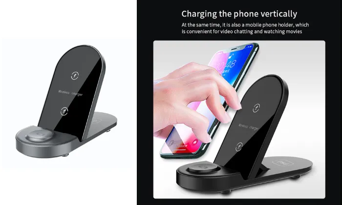 3 In 1 Wireless Charger Foldable Phone Holder