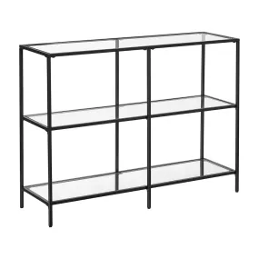 3-Shelf Black Steel Frame Glass Console Table, 39.4” - VASAGLE