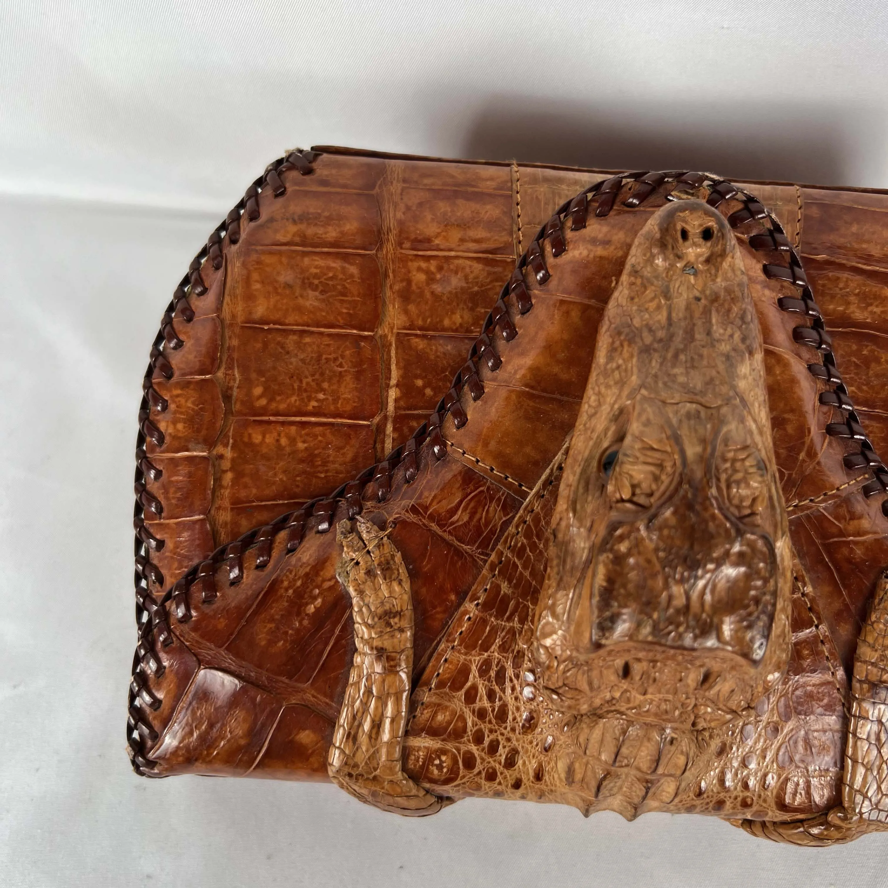 50s/60s Leather Alligator Clutch