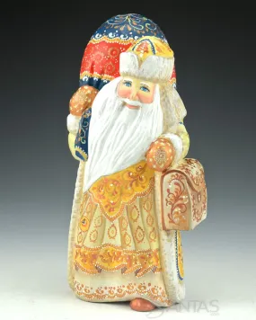 8 inch white and Gold Ornate Santa