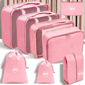 8 Piece Pink Travel Bag Kit