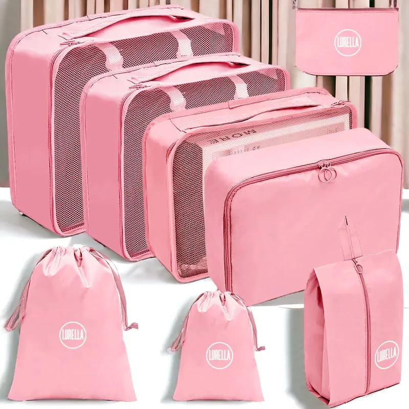 8 Piece Pink Travel Bag Kit