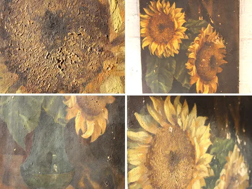 A Good Late 19thC Oil on Canvas; Still Life of Sunflowers by E M Ashford (British, fl.1882-1904)