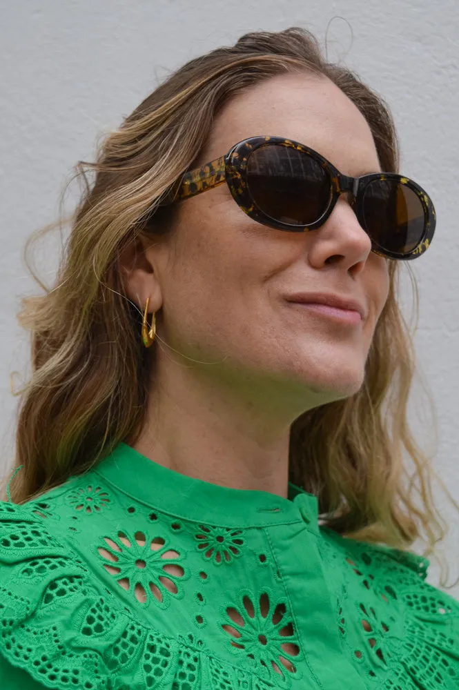 A Kjaerbede Anma Black / Yellow Tortoise Sunglasses