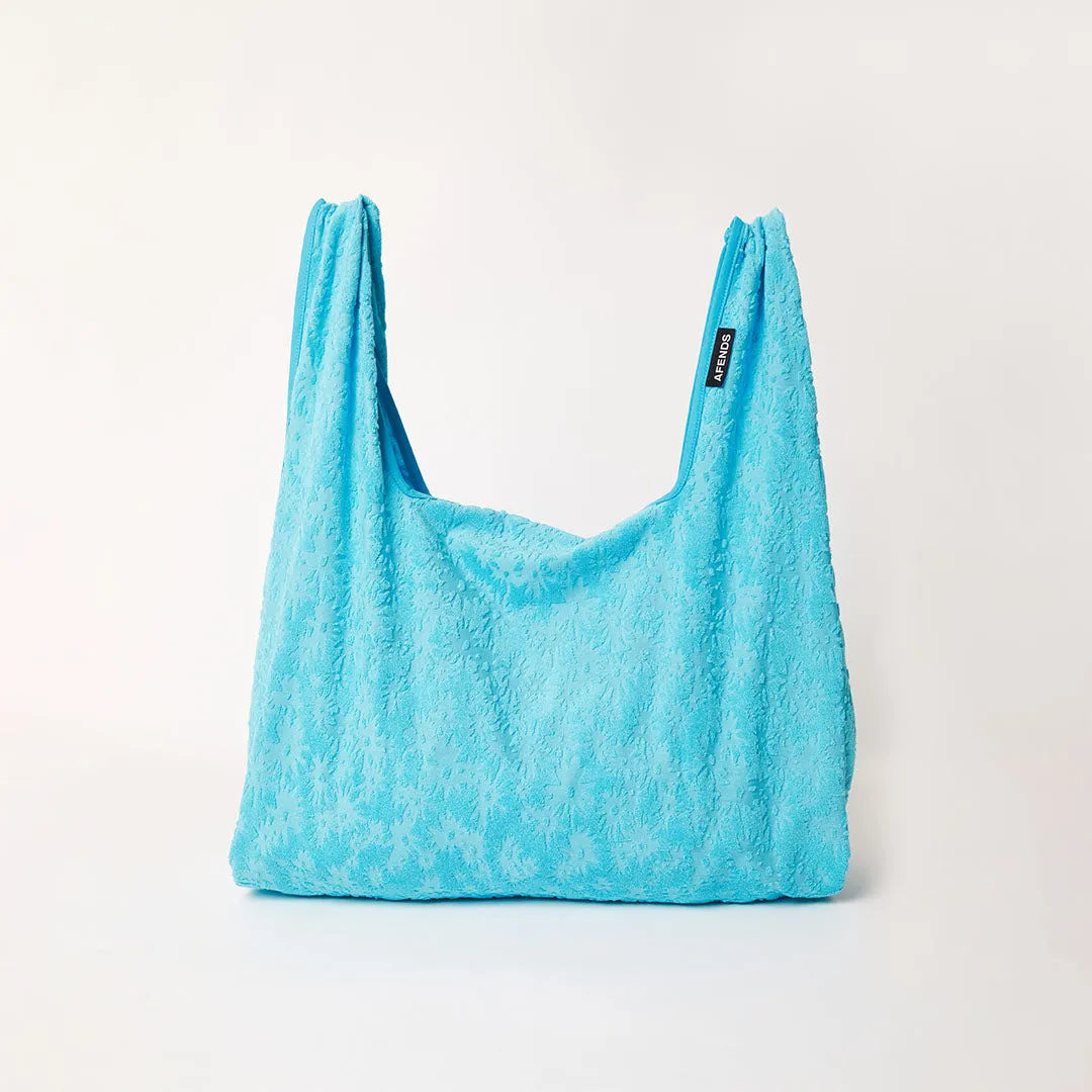 AFENDS Unisex Moon - Terry Oversized Tote Bag - Blue Daisy