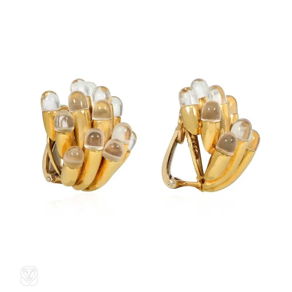 Aldo Cipullo, Cartier gold and crystal sea anemone earrings