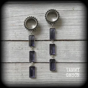 Amethyst tunnel dangles-Ornate tunnels