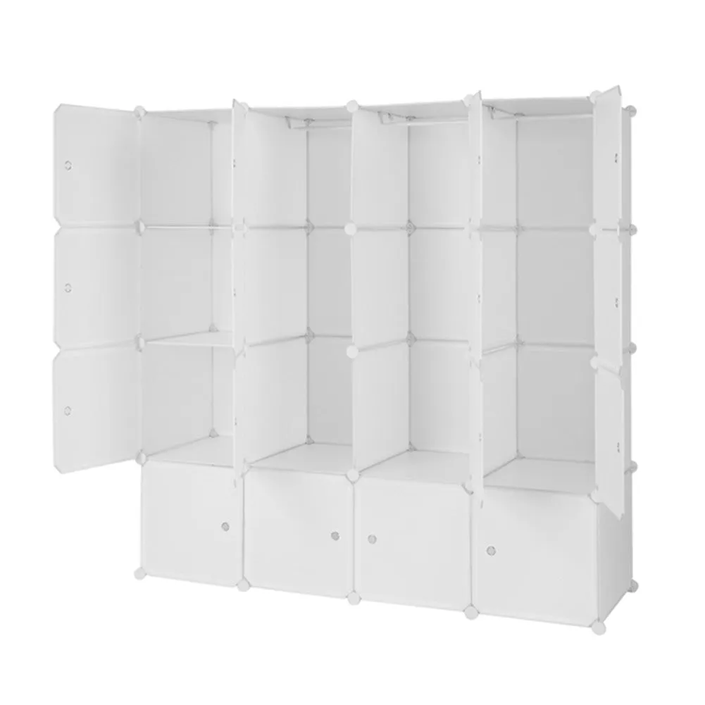 AMYOVE 4 Layer 16 Cube Organizer 142*47*142cm Diy Assemble Cabinet White