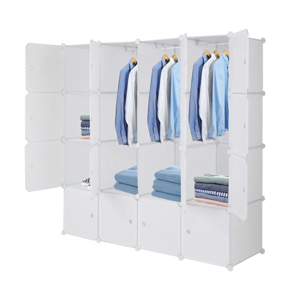 AMYOVE 4 Layer 16 Cube Organizer 142*47*142cm Diy Assemble Cabinet White