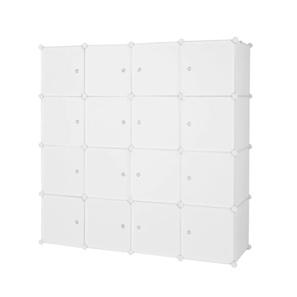 AMYOVE 4 Layer 16 Cube Organizer 142*47*142cm Diy Assemble Cabinet White