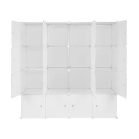 AMYOVE 4 Layer 16 Cube Organizer 142*47*142cm Diy Assemble Cabinet White