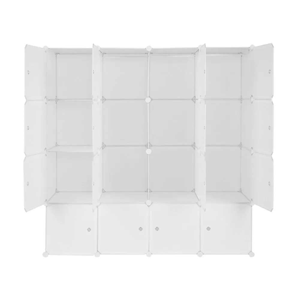 AMYOVE 4 Layer 16 Cube Organizer 142*47*142cm Diy Assemble Cabinet White