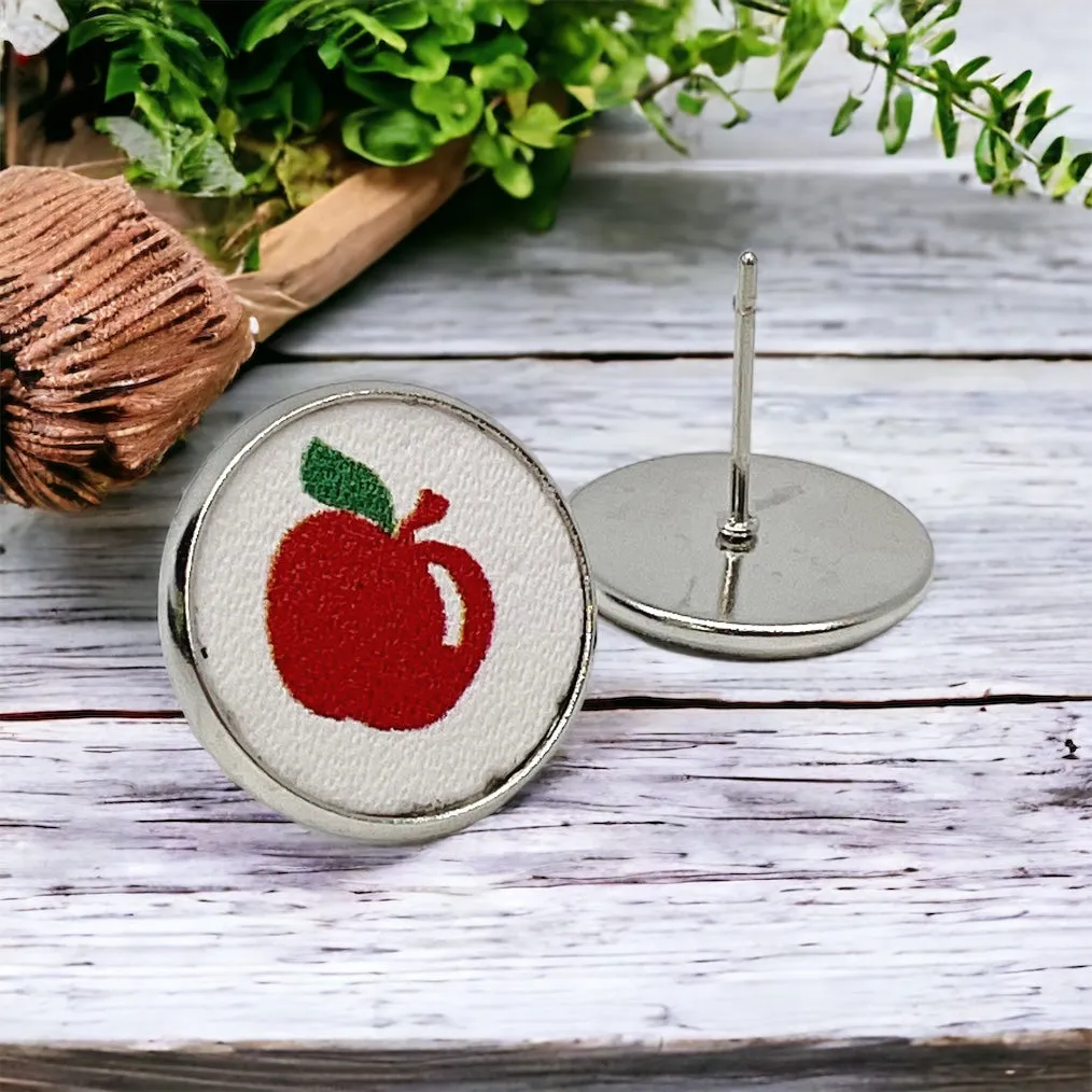 Apple Stud Earrings - Apple Earrings, Back to School, Elementary Teacher, Apple Earrings, Kindergarten Teacher