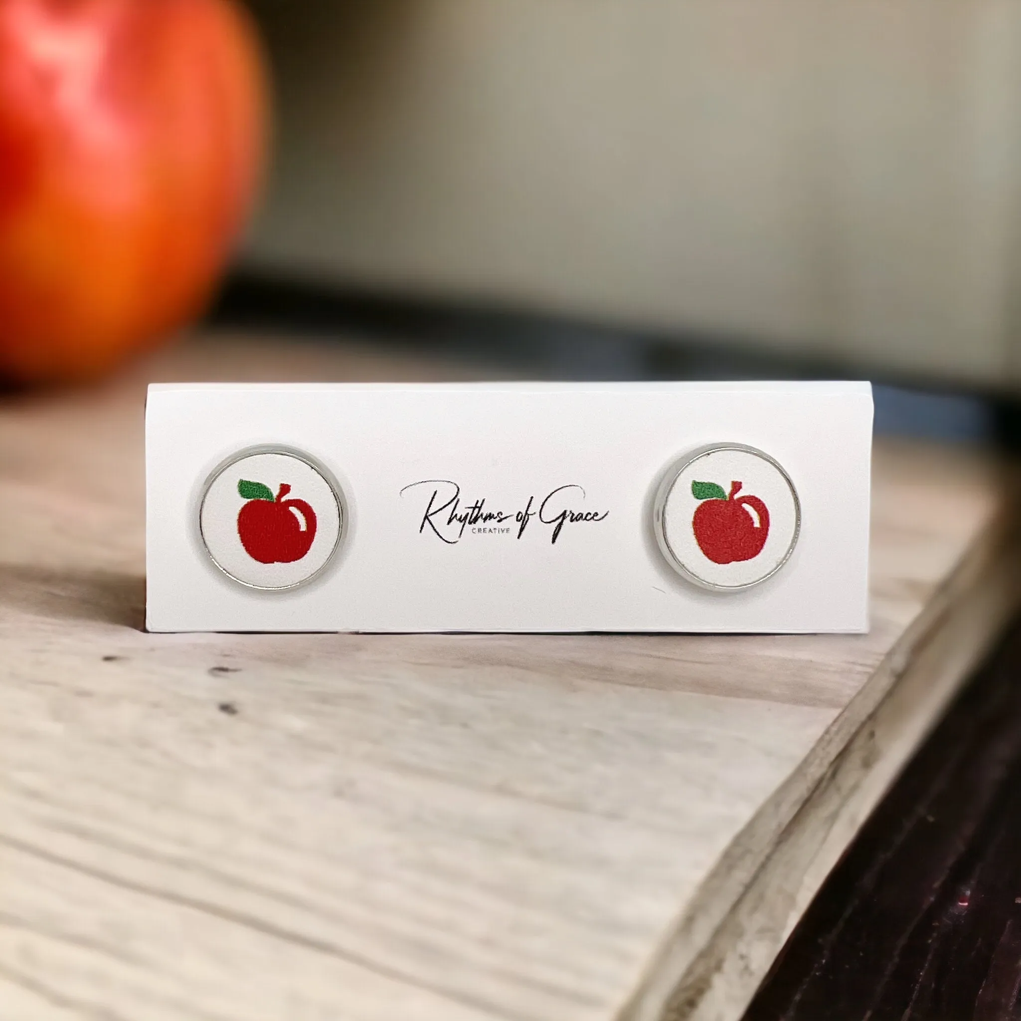 Apple Stud Earrings - Apple Earrings, Back to School, Elementary Teacher, Apple Earrings, Kindergarten Teacher