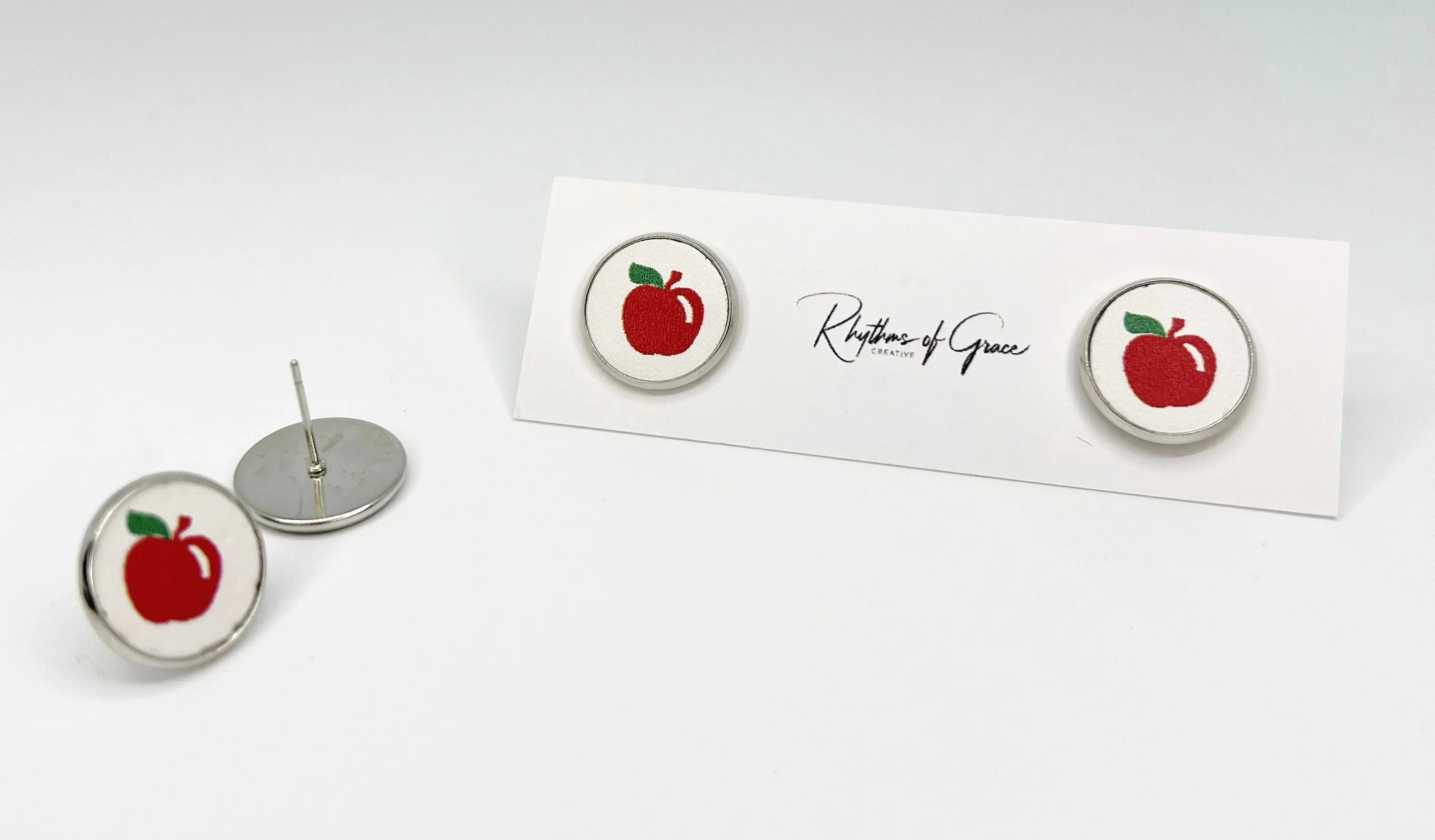 Apple Stud Earrings - Apple Earrings, Back to School, Elementary Teacher, Apple Earrings, Kindergarten Teacher