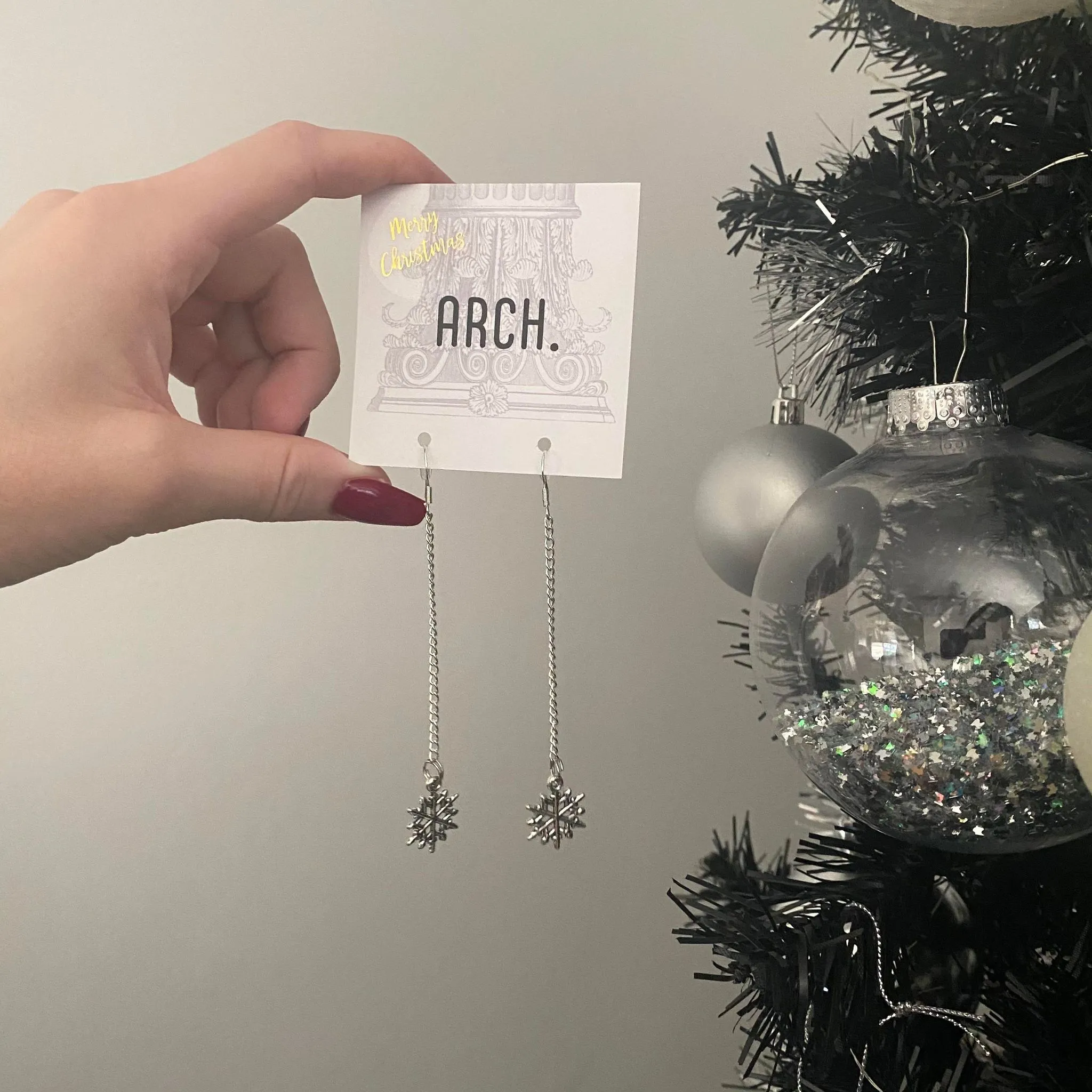 Arch Earrings - Snowflake Dangle