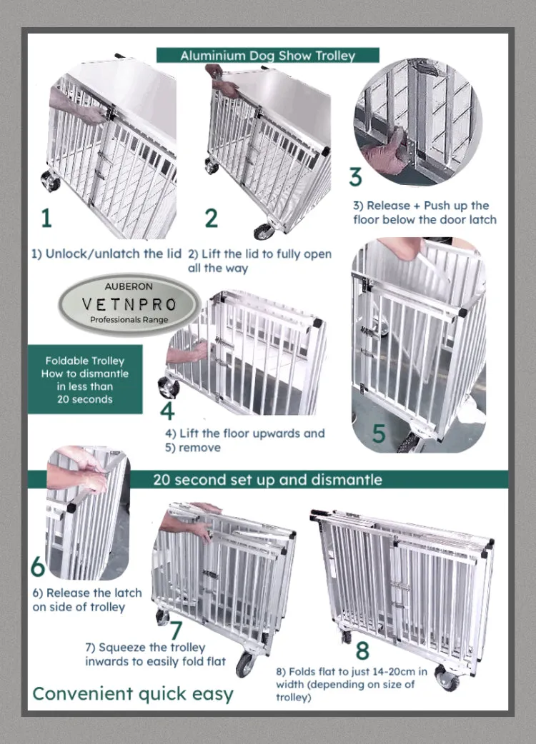 Auberon Superior 6061 Aluminium VetnPro Dog Show Trolley 2 Berth Double 2 Door with removable divider