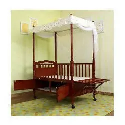 BABYHUG Windsor 2 in 1 Wooden Baby Cot With Cradle & Storage Space, Dimensions: 114.5×70.5×28 cm