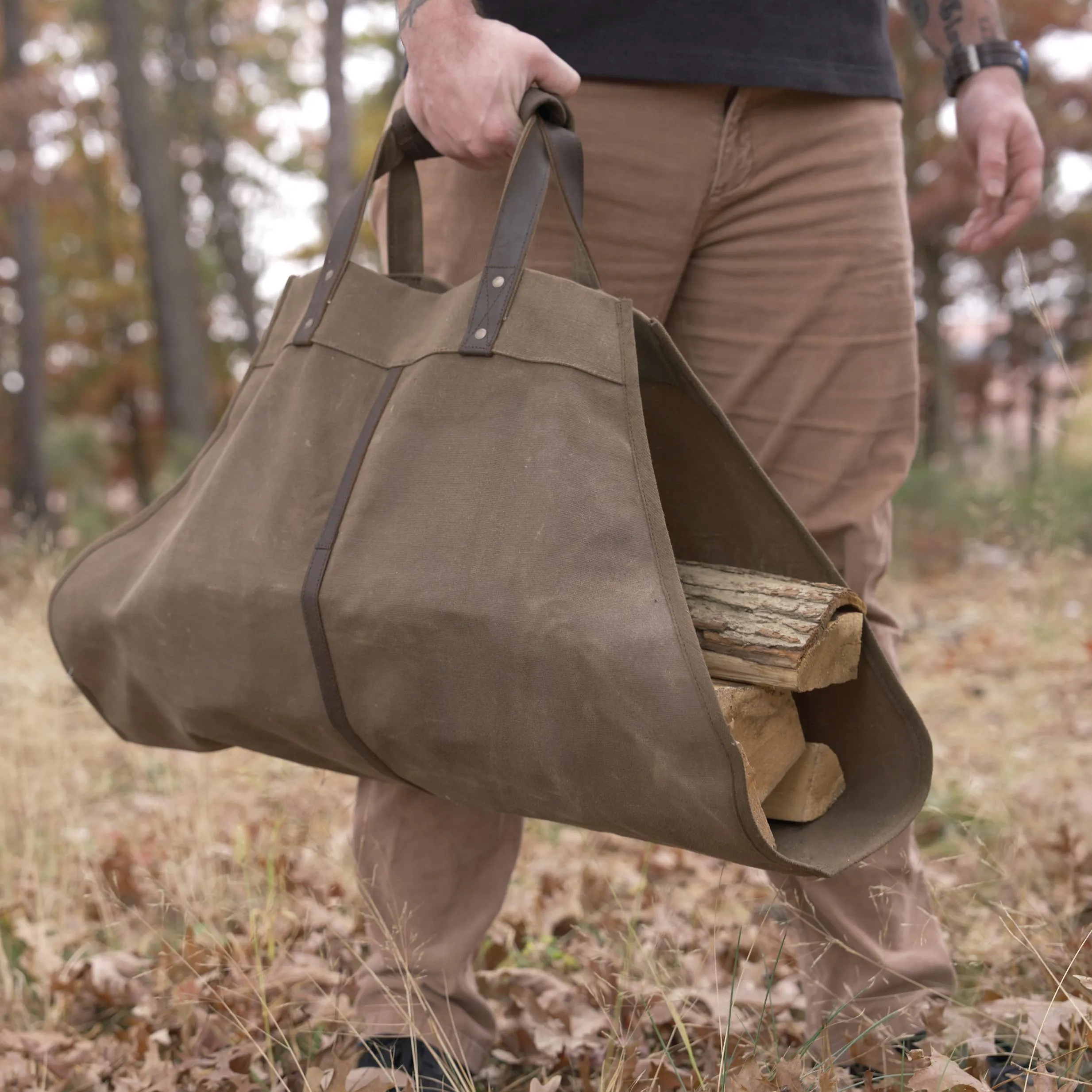 Backwoods Waxed Canvas Log Carrier