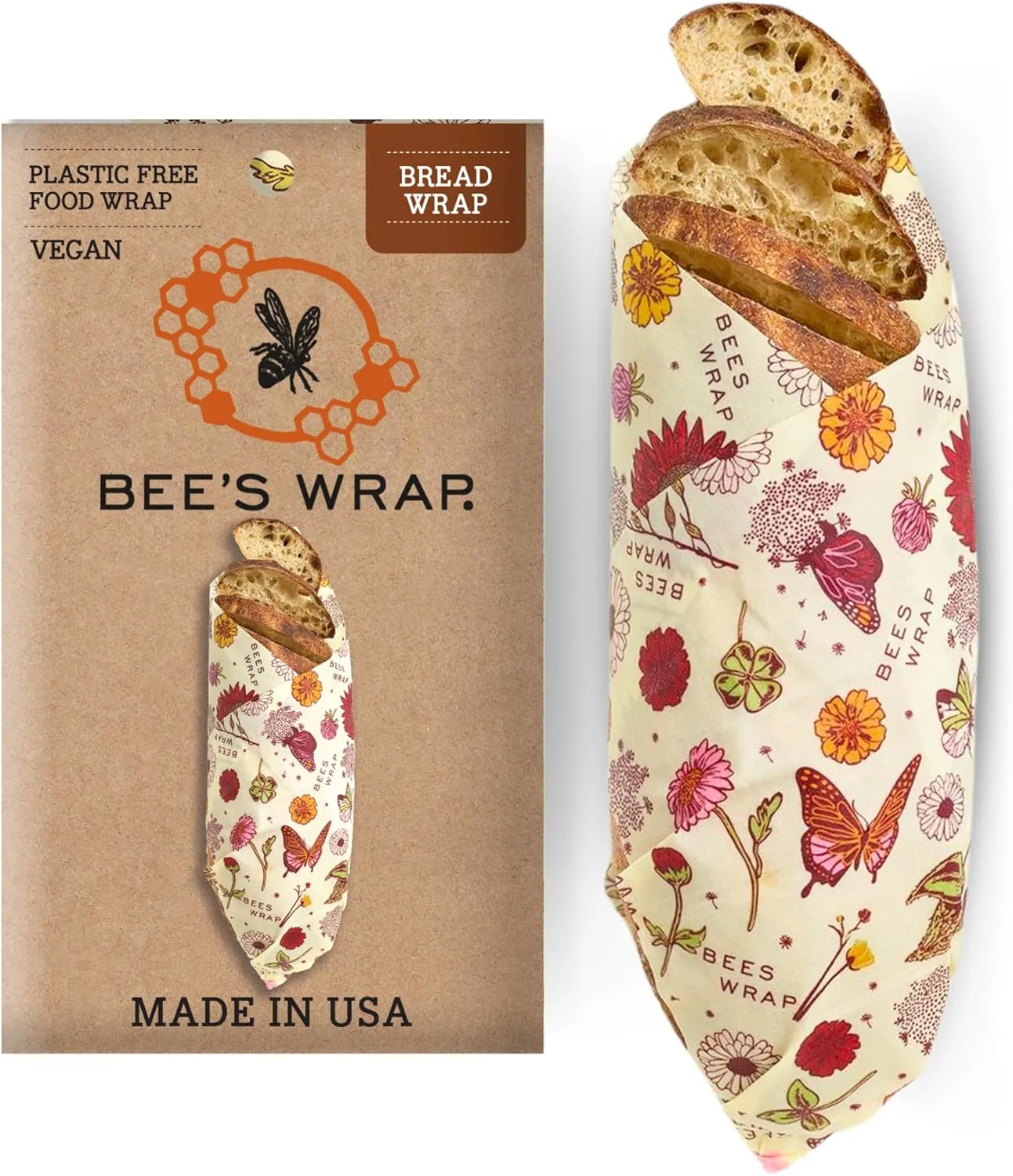 Bee's Wrap Reusable Beeswax Food Wraps - Made in the USA - Eco Friendly Beeswax Wraps for Food - Sustainable