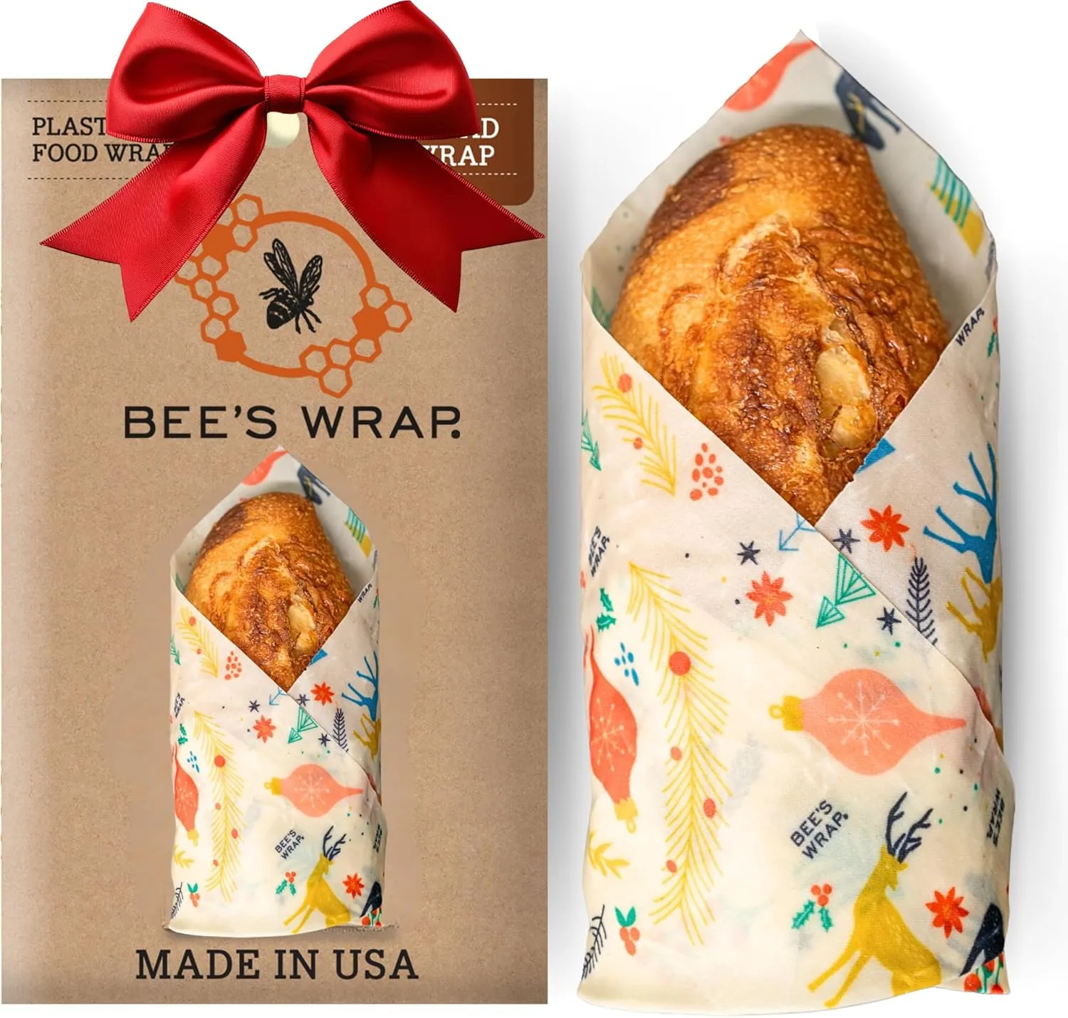 Bee's Wrap Reusable Beeswax Food Wraps - Made in the USA - Eco Friendly Beeswax Wraps for Food - Sustainable