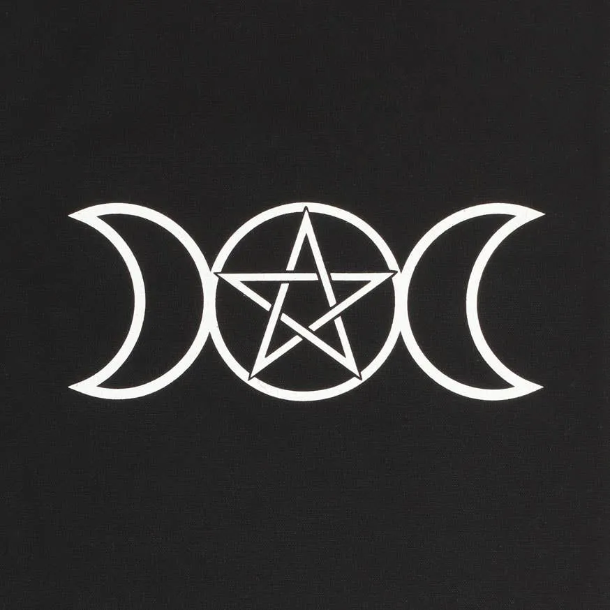 Black Gothic Triple Moon Cotton Tote Bag