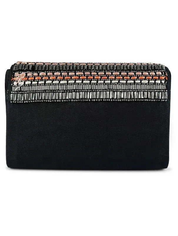 Black Silver Sheen Clutch Bag