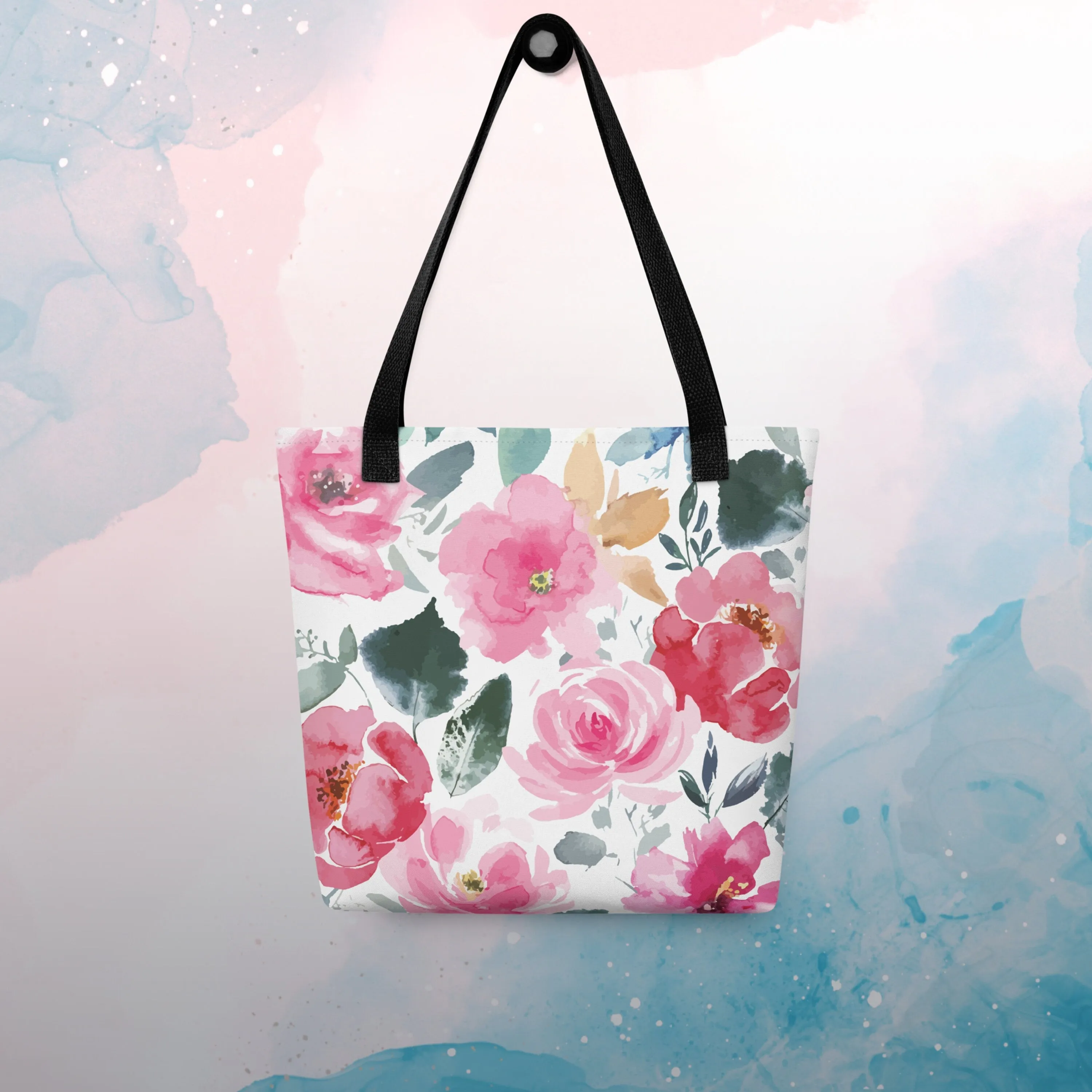 Bold Floral Pattern Printed Canvas Tote Bag