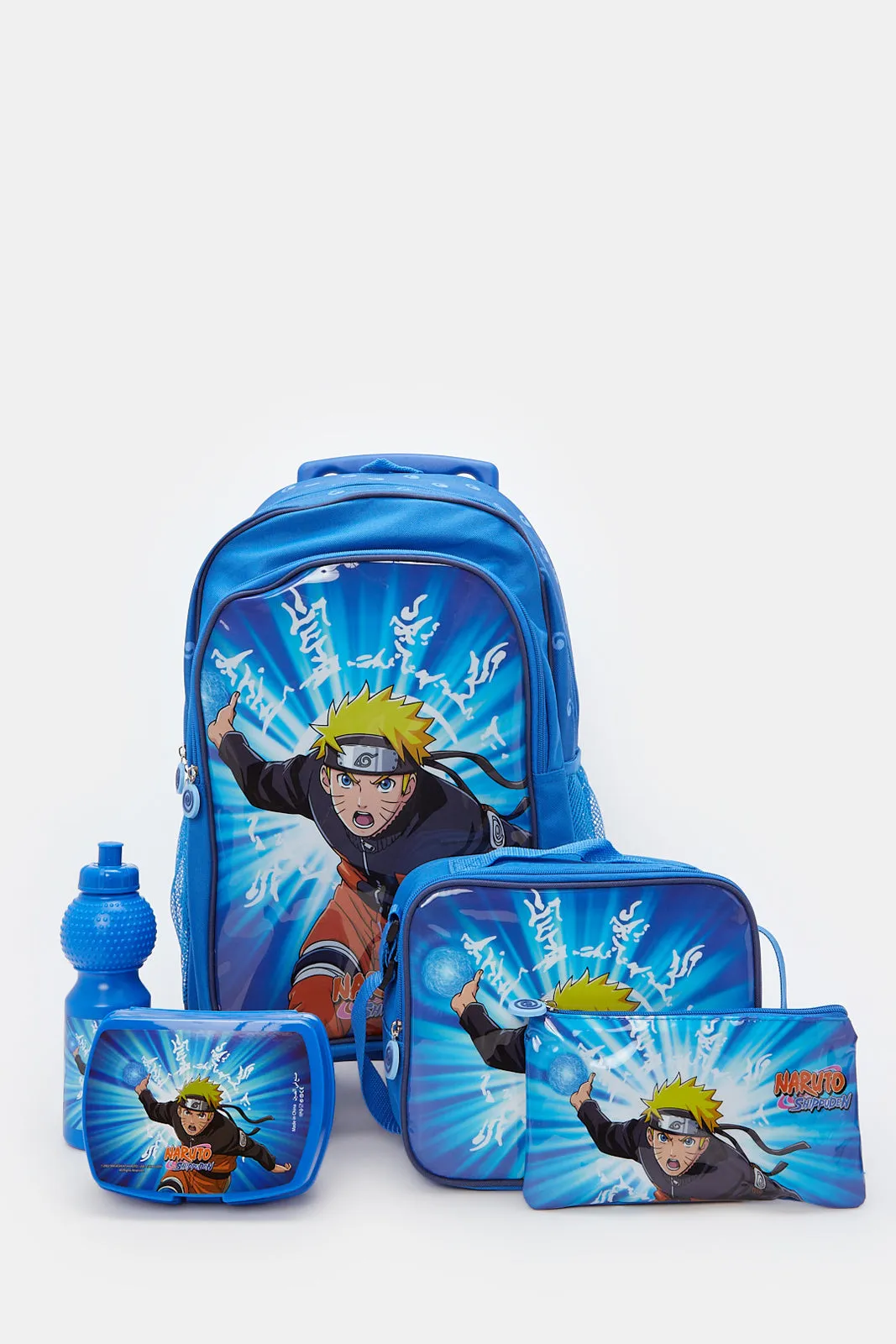 Boys Blue Naruto Print Trolley Set (5 Piece)