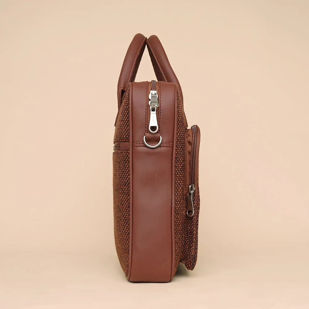 Brown Metal Unisex Laptop Bag