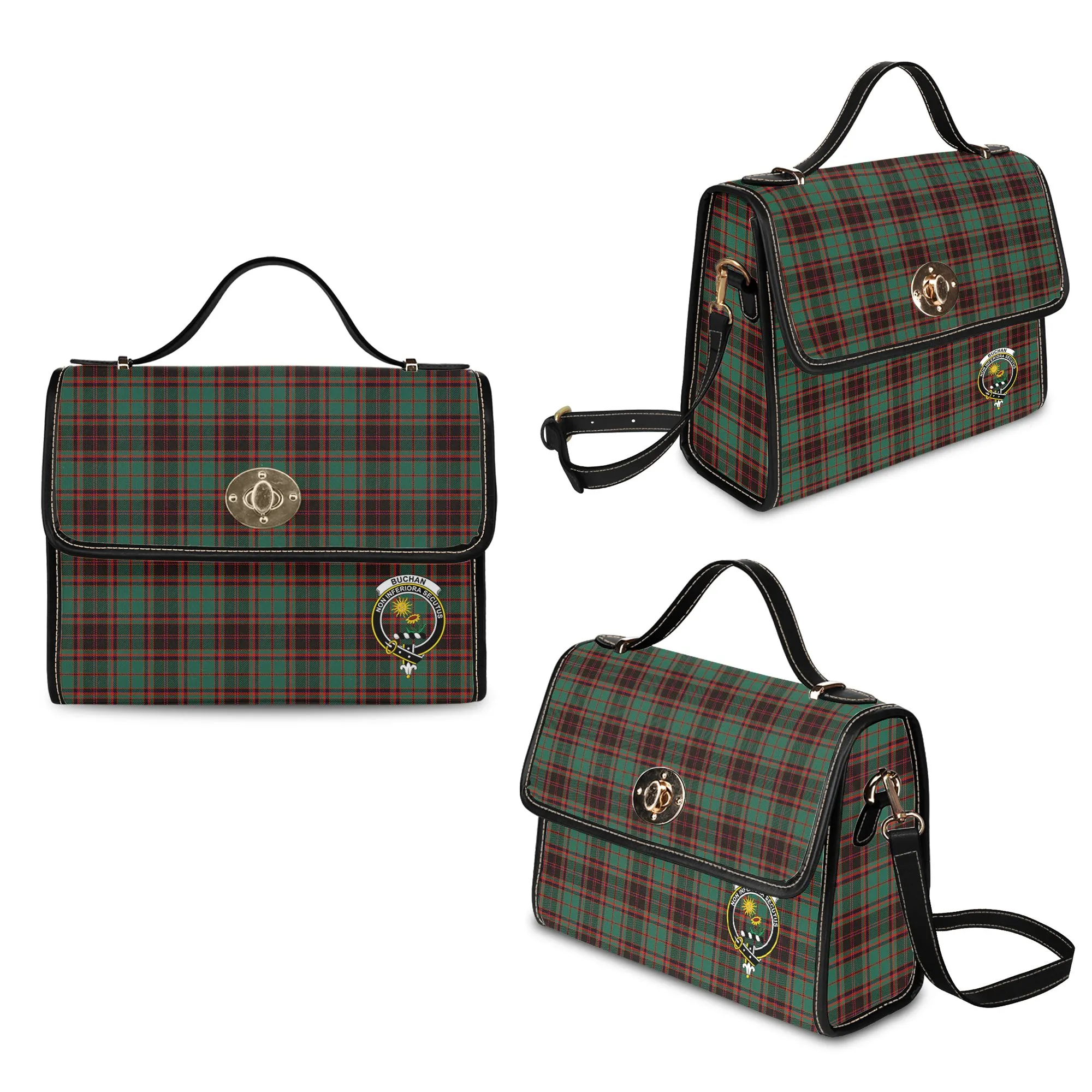 Buchan Ancient Tartan Waterproof Canvas Bag with Family Crest