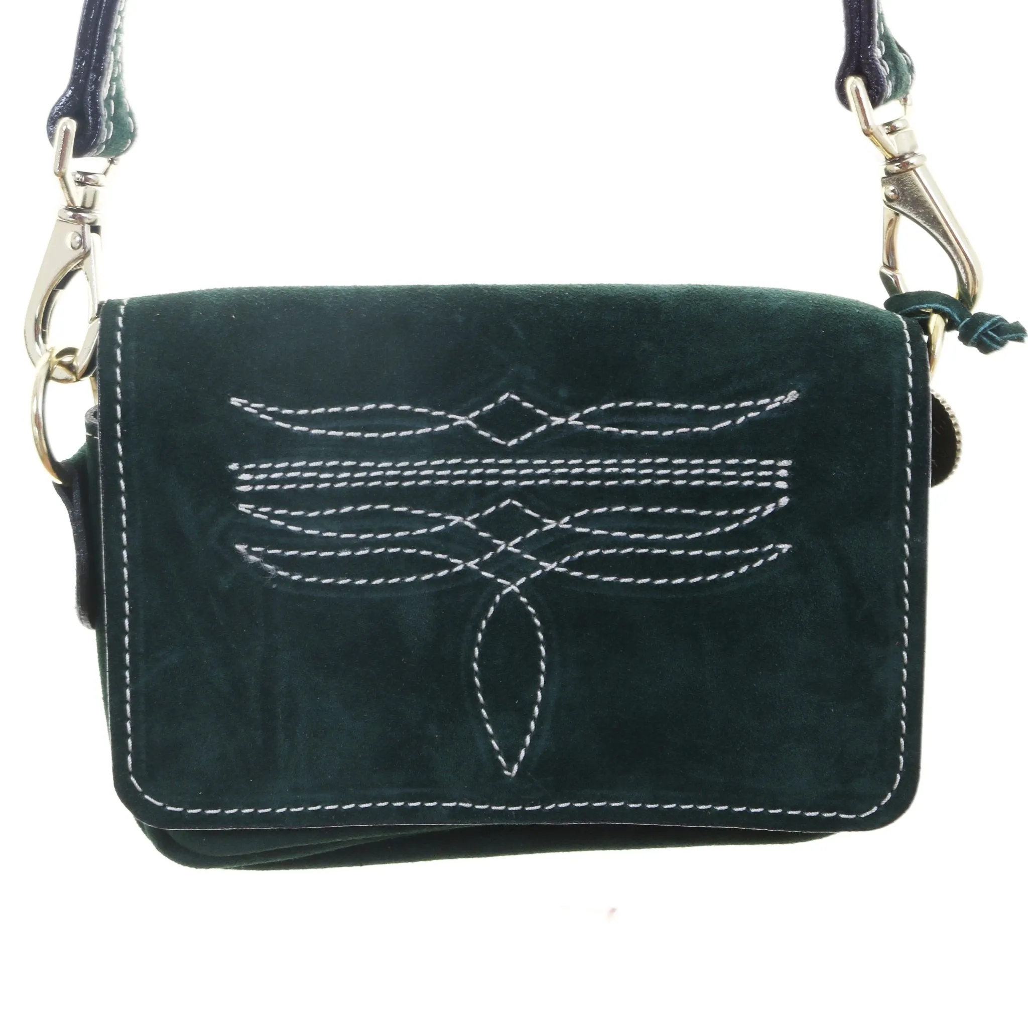 BUM11 - Forest Green Suede Bum Bag