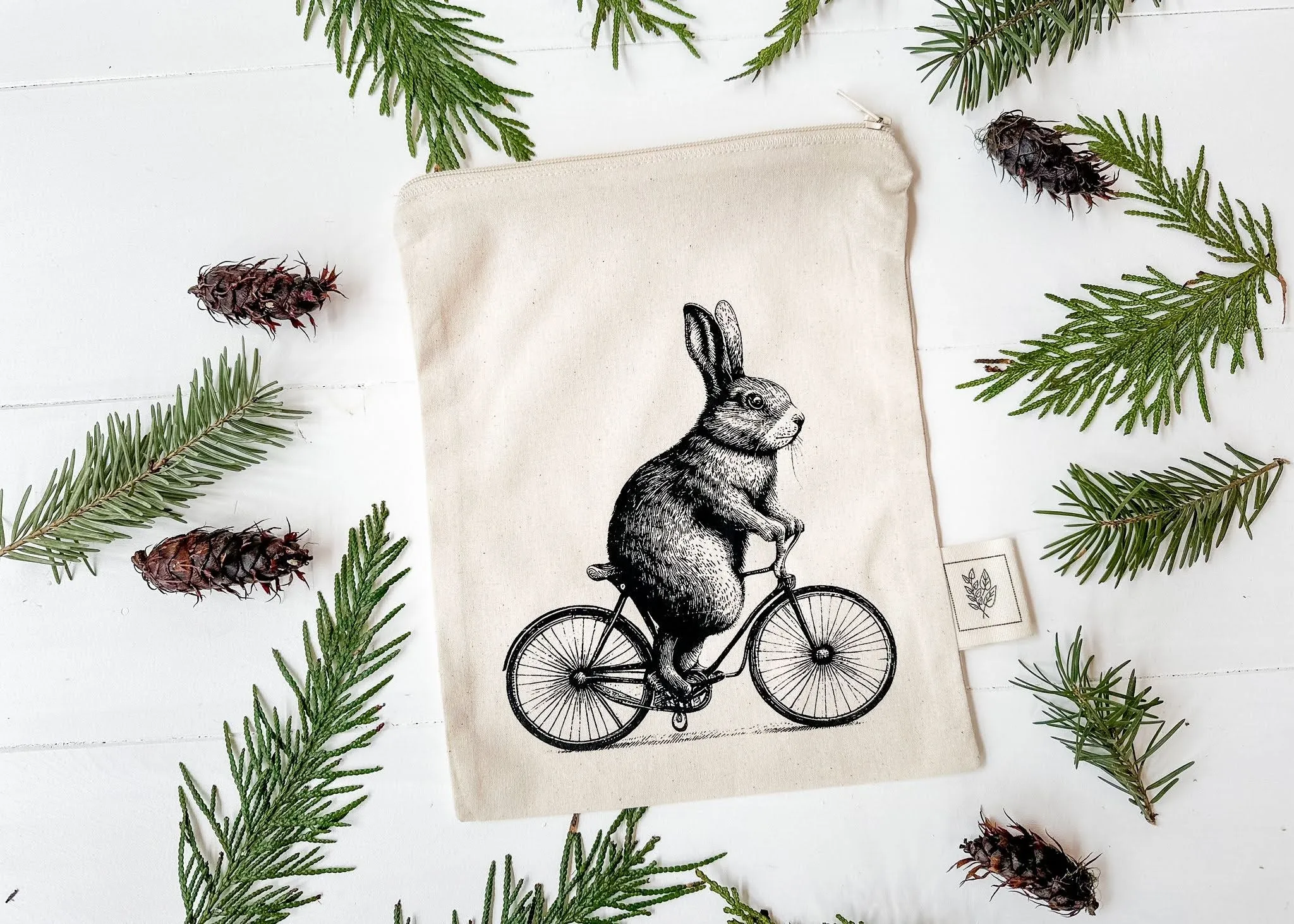 'Bunny on Bike' Small Zipper Bag