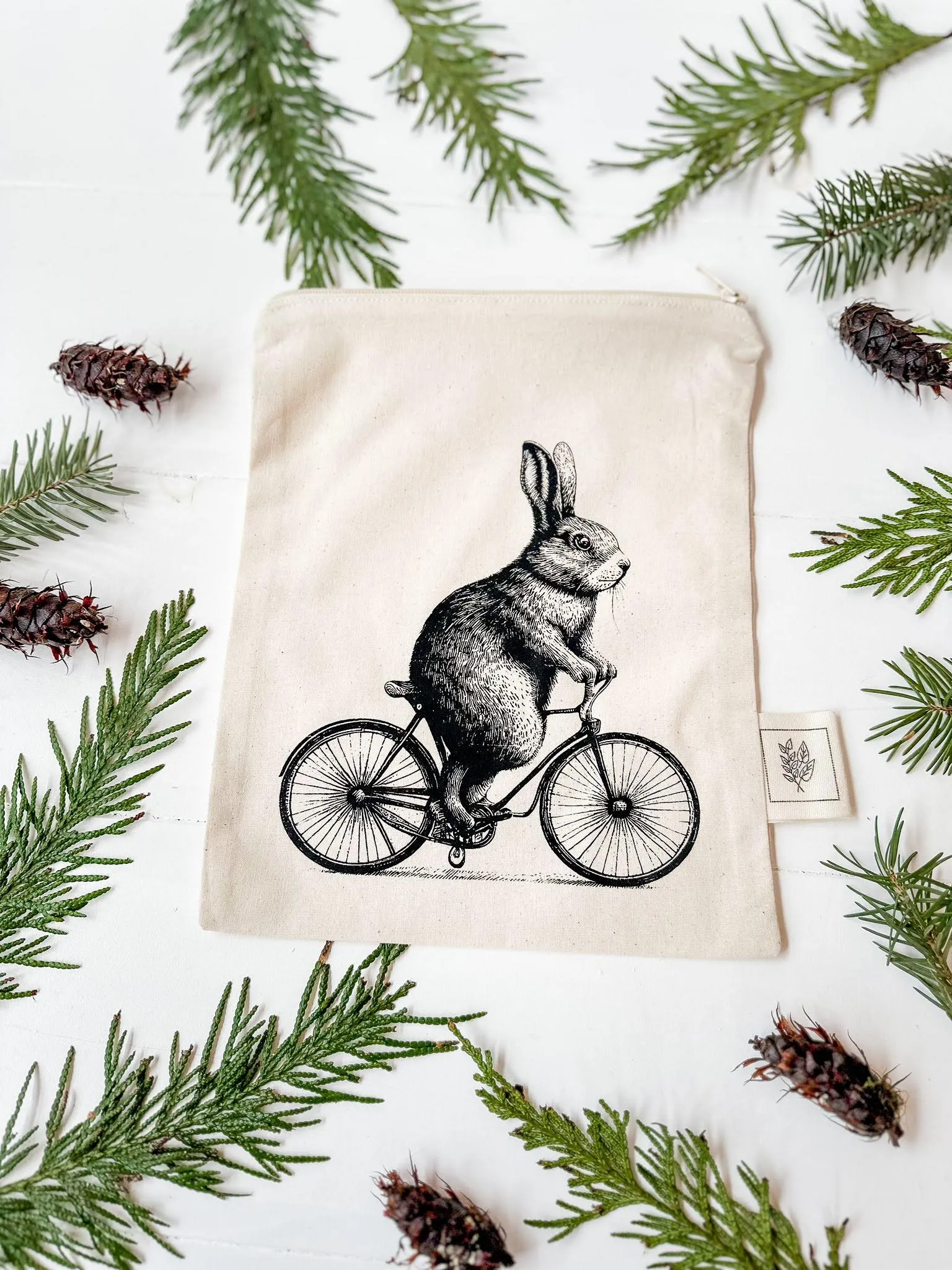 'Bunny on Bike' Small Zipper Bag