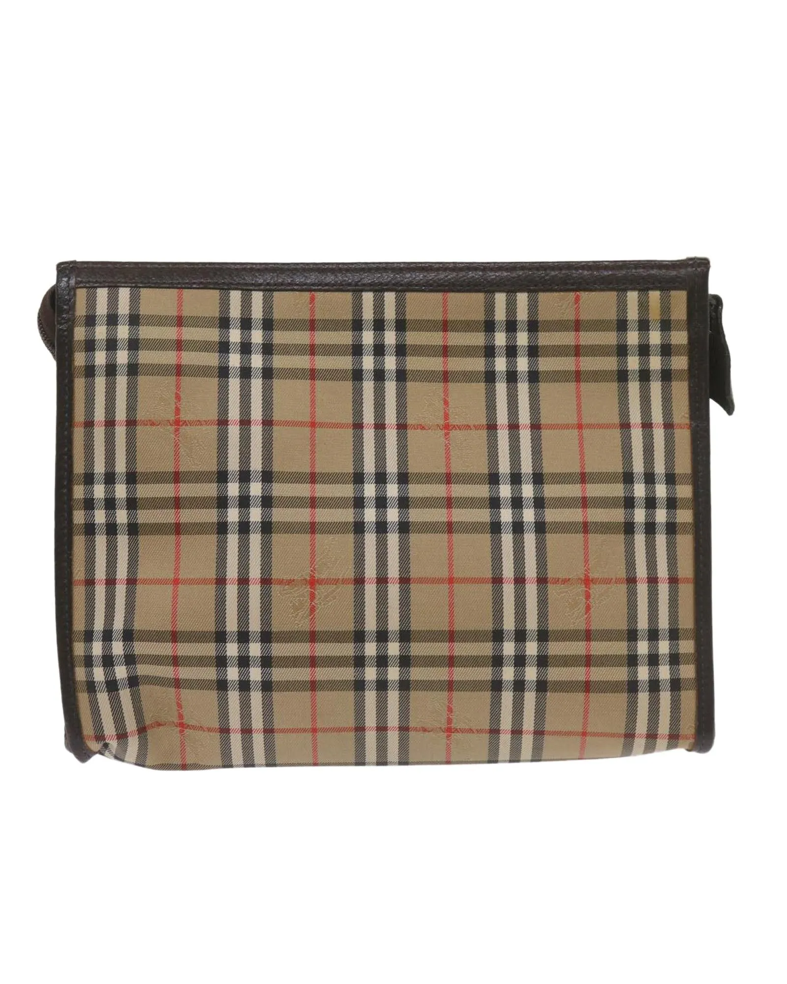 Canvas Nova Check Clutch Bag in Black and Beige