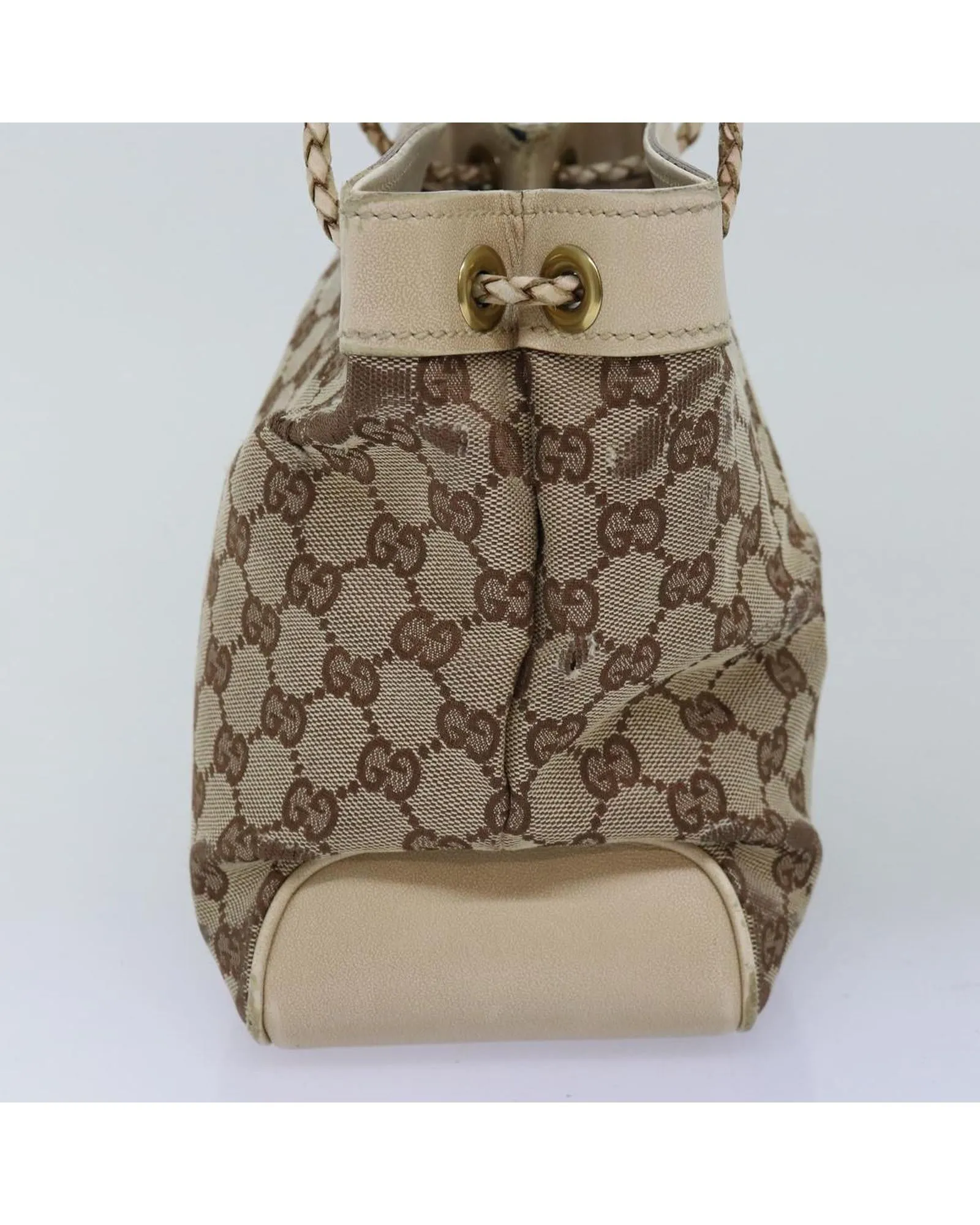 Canvas Shoulder Bag with GG Pattern and Adjustable Strap