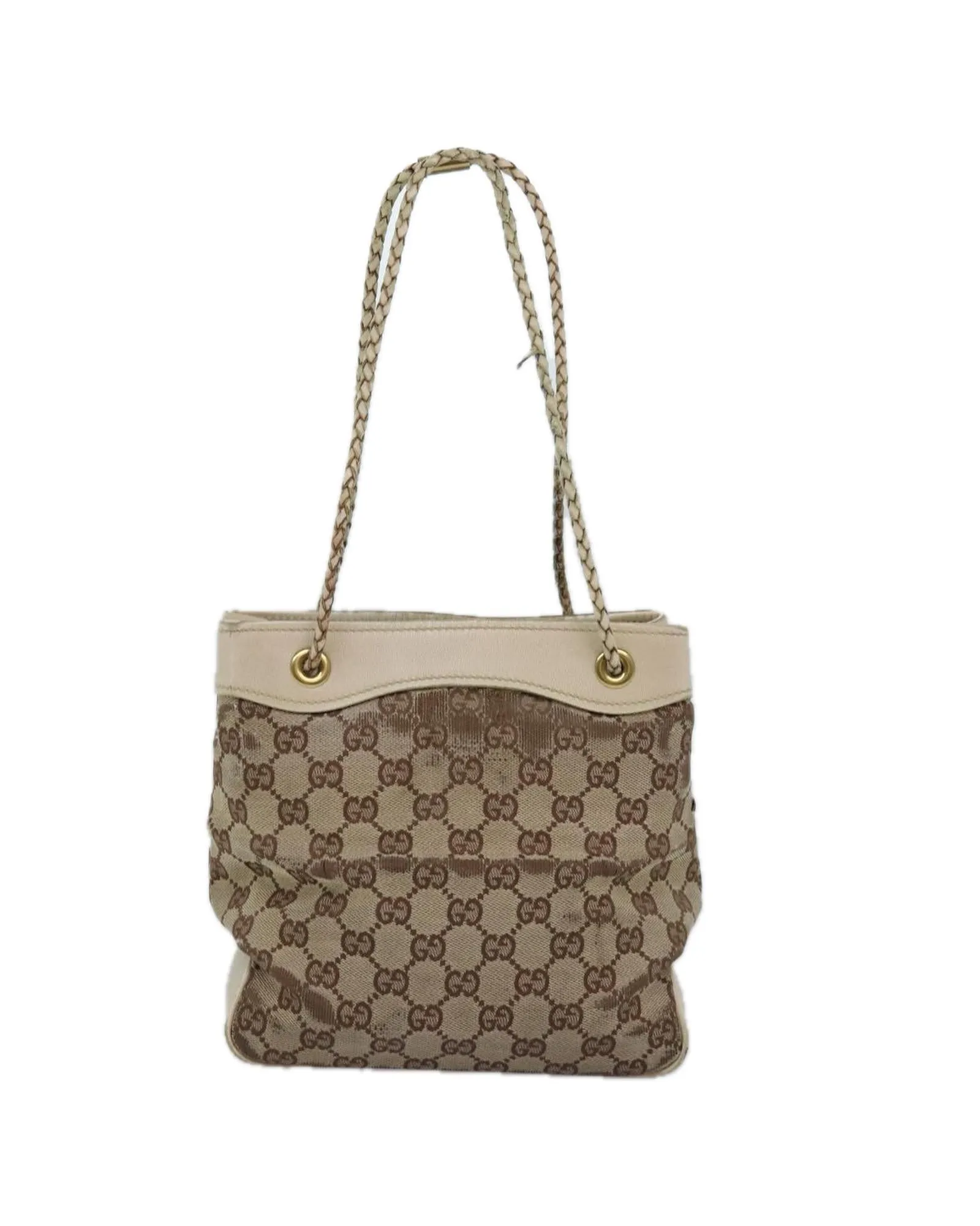 Canvas Shoulder Bag with GG Pattern and Adjustable Strap