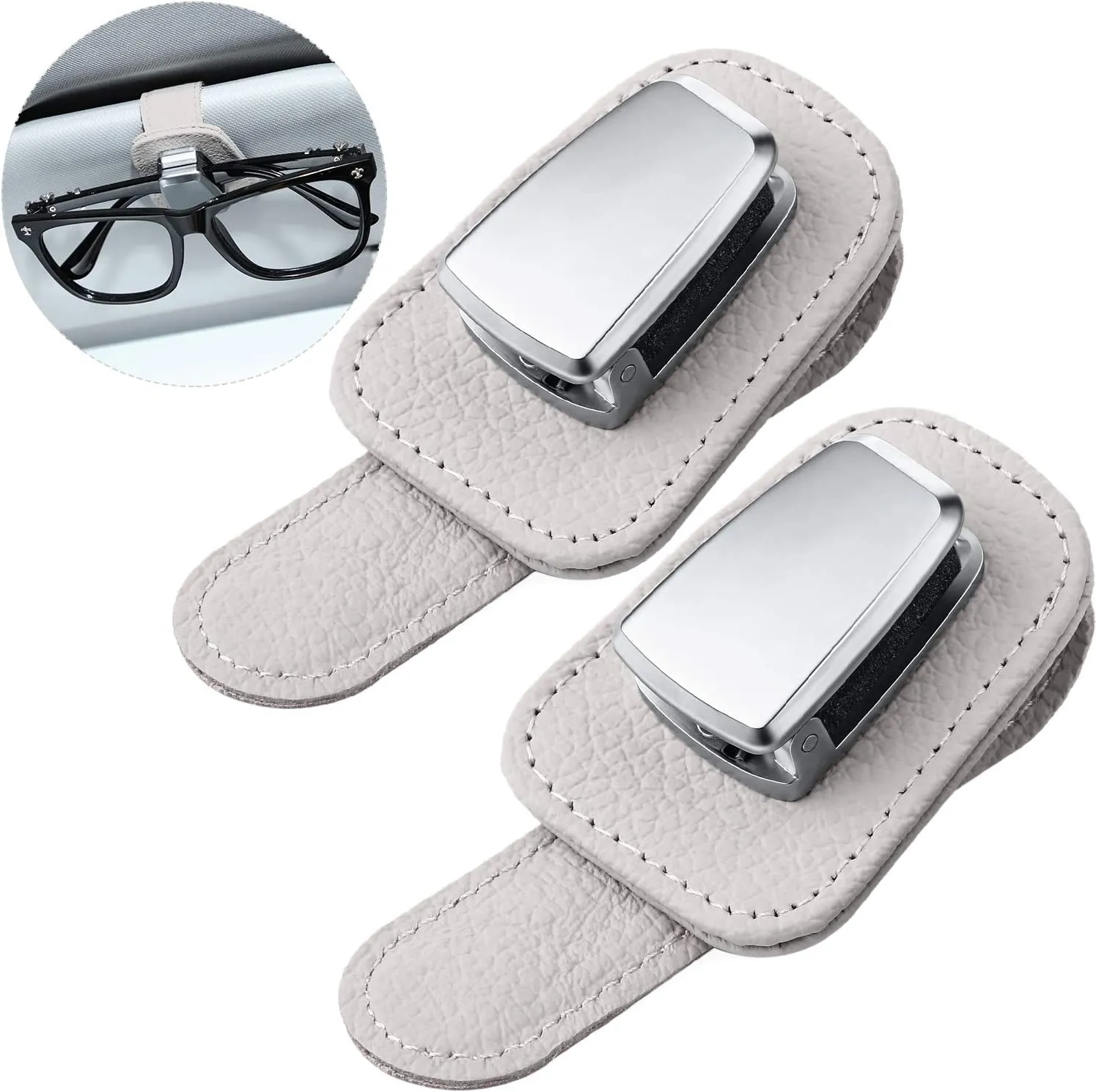 Car Visor Leather Sunglasses Holder Clip