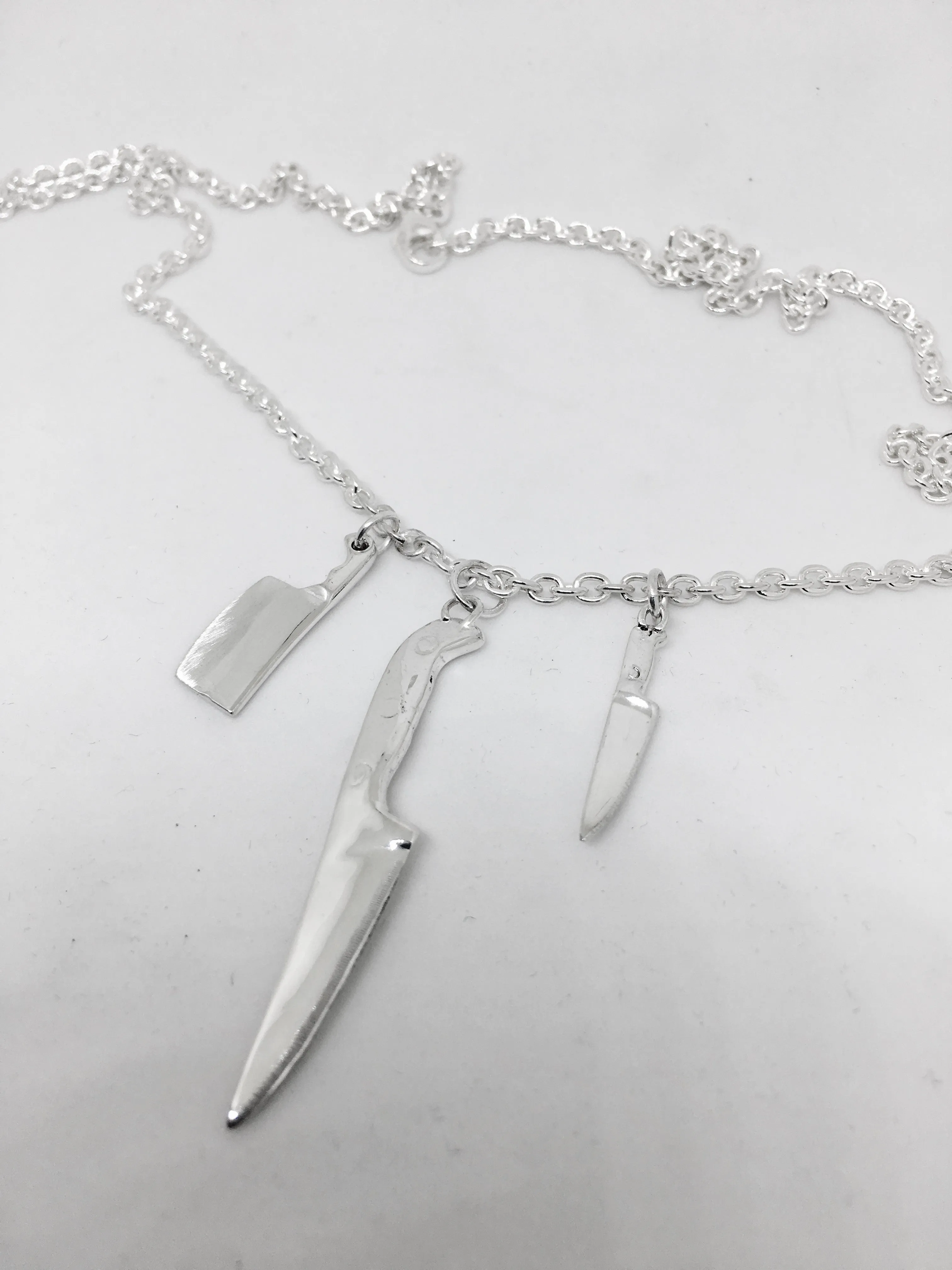 Chef Knife Statement Necklace in Sterling Silver