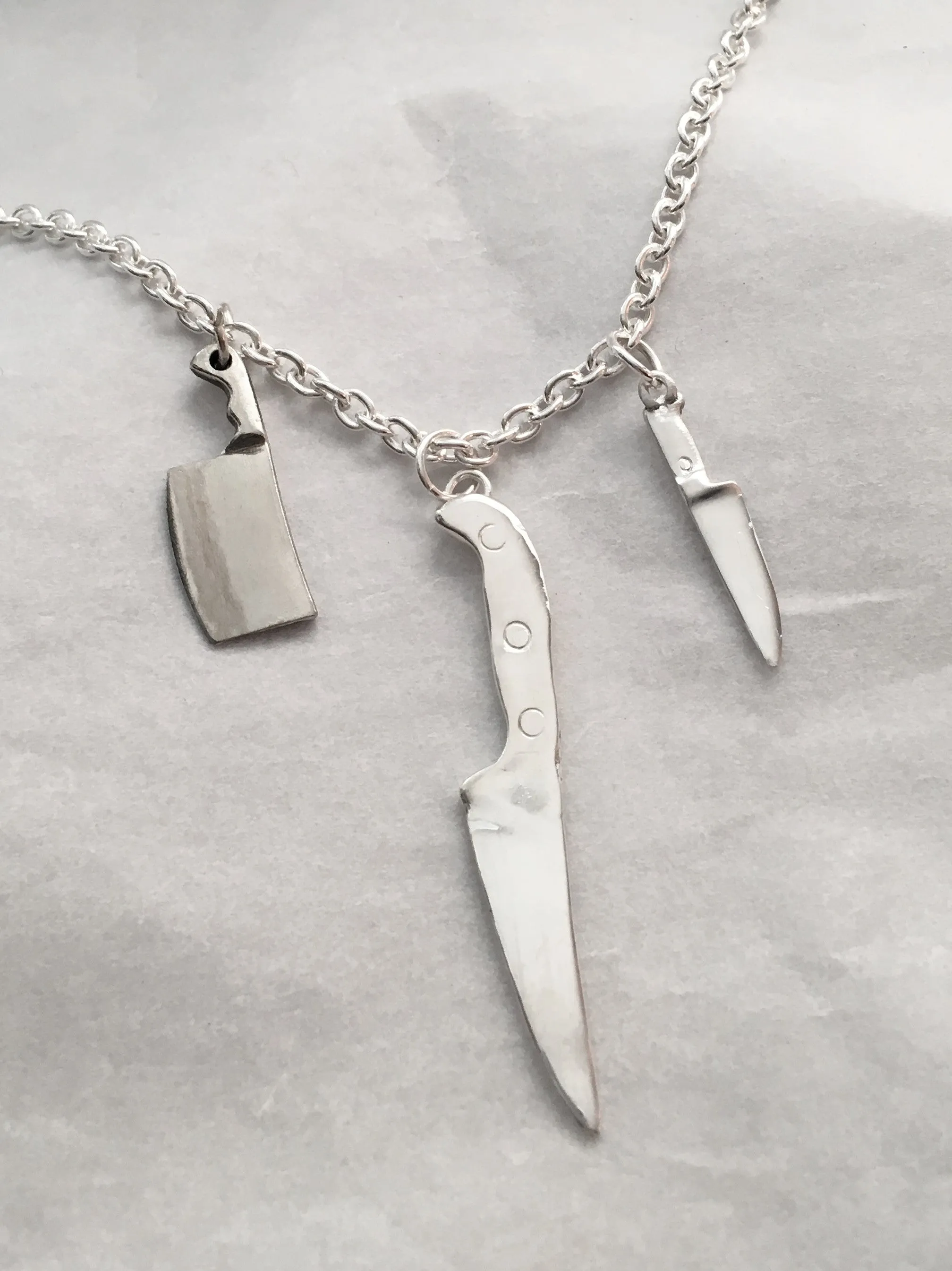 Chef Knife Statement Necklace in Sterling Silver