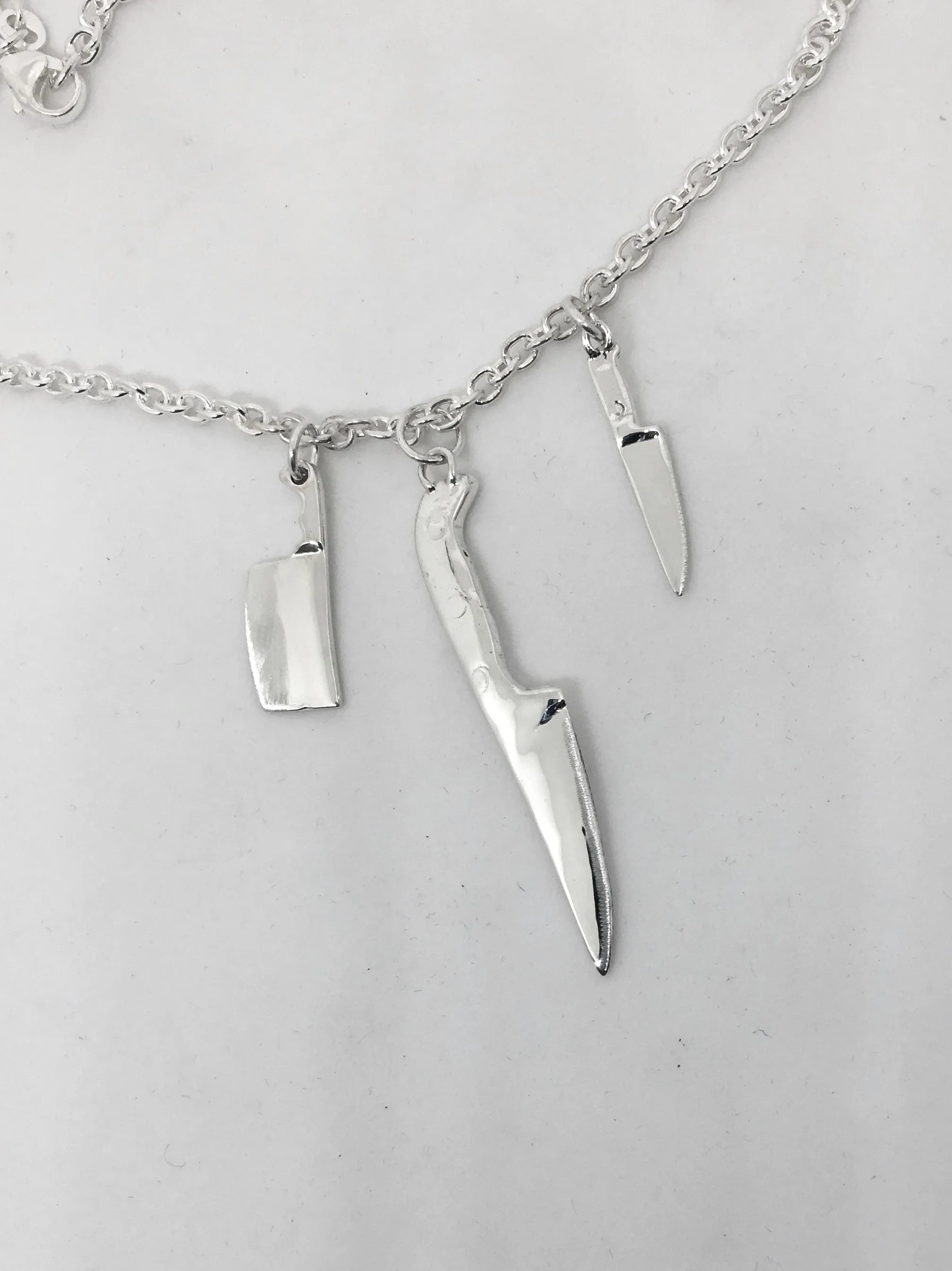 Chef Knife Statement Necklace in Sterling Silver