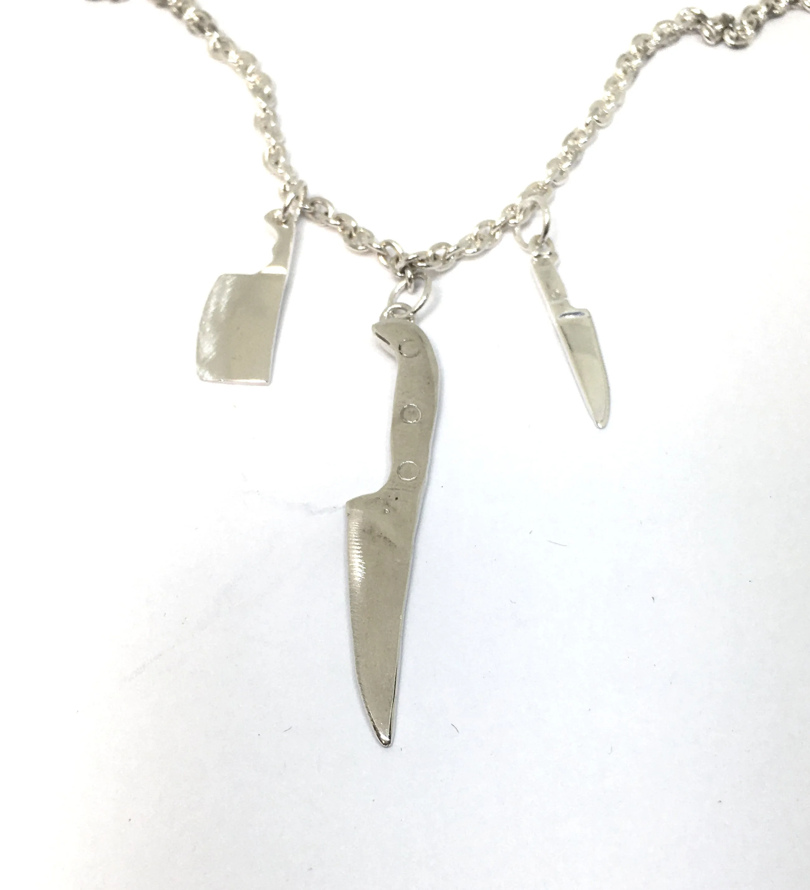 Chef Knife Statement Necklace in Sterling Silver