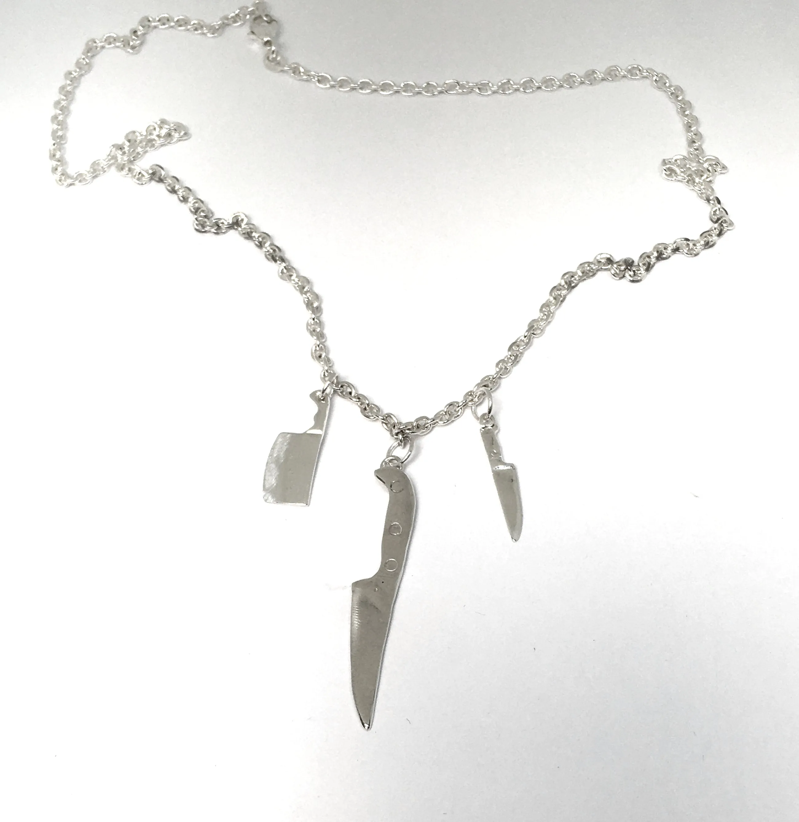 Chef Knife Statement Necklace in Sterling Silver