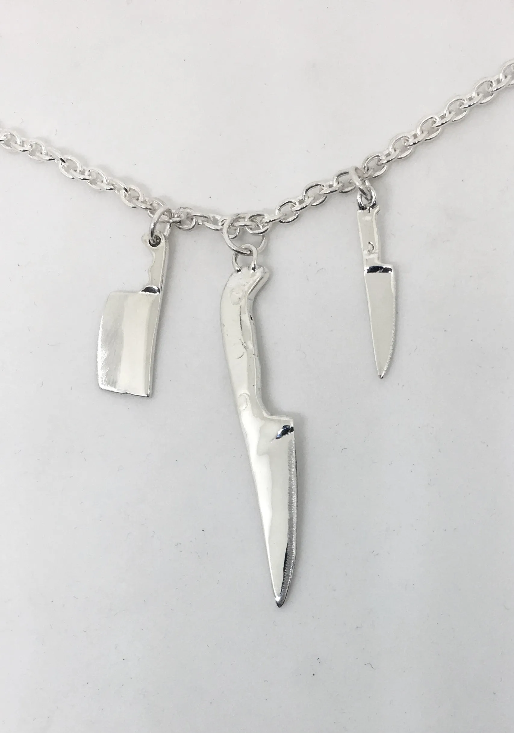 Chef Knife Statement Necklace in Sterling Silver