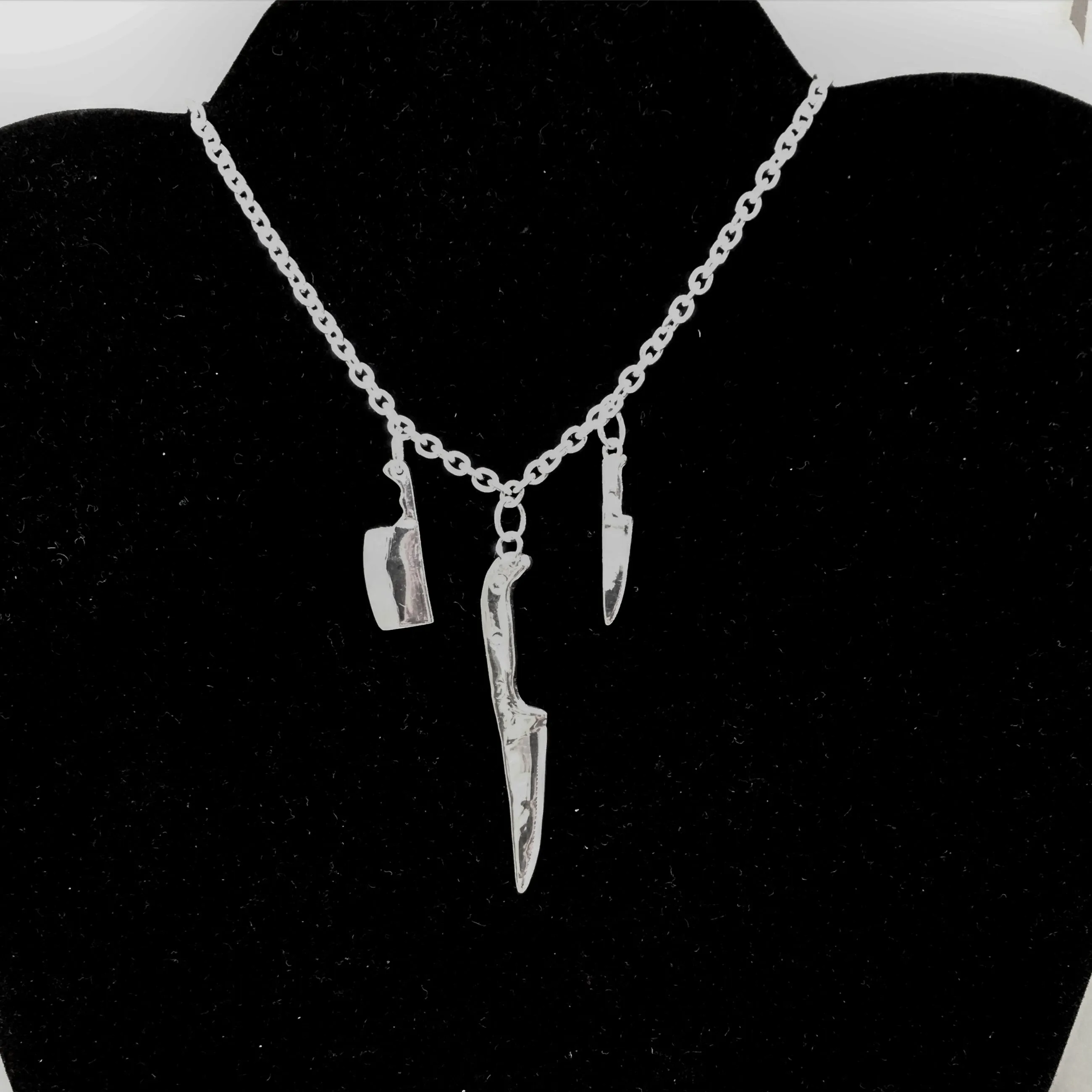 Chef Knife Statement Necklace in Sterling Silver