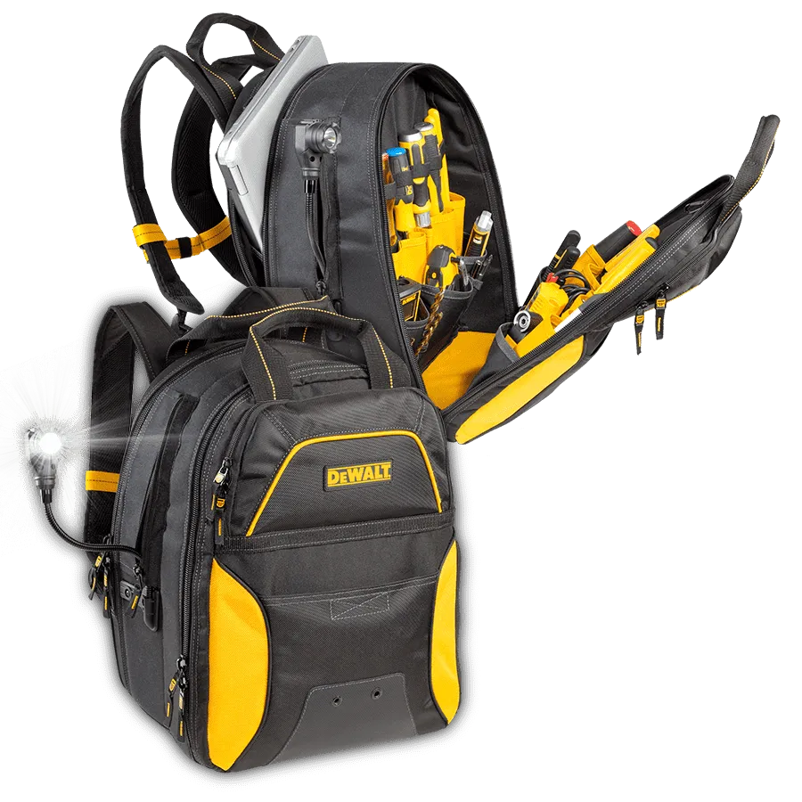 CLC DeWALT DGCL33 33-Pocket Lighted USB Charging Tool Backpack