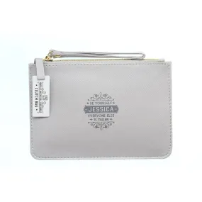 Clutch Bag With Handle & Embossed Text "Jessica"