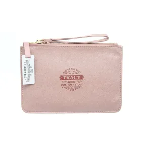 Clutch Bag With Handle & Embossed Text "Tracy"